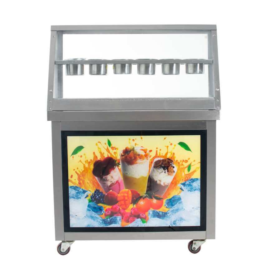 Фризер для ролл мороженого KCB-1Y Foodatlas (контейнеры, световой короб, стол для топпингов) фото 2