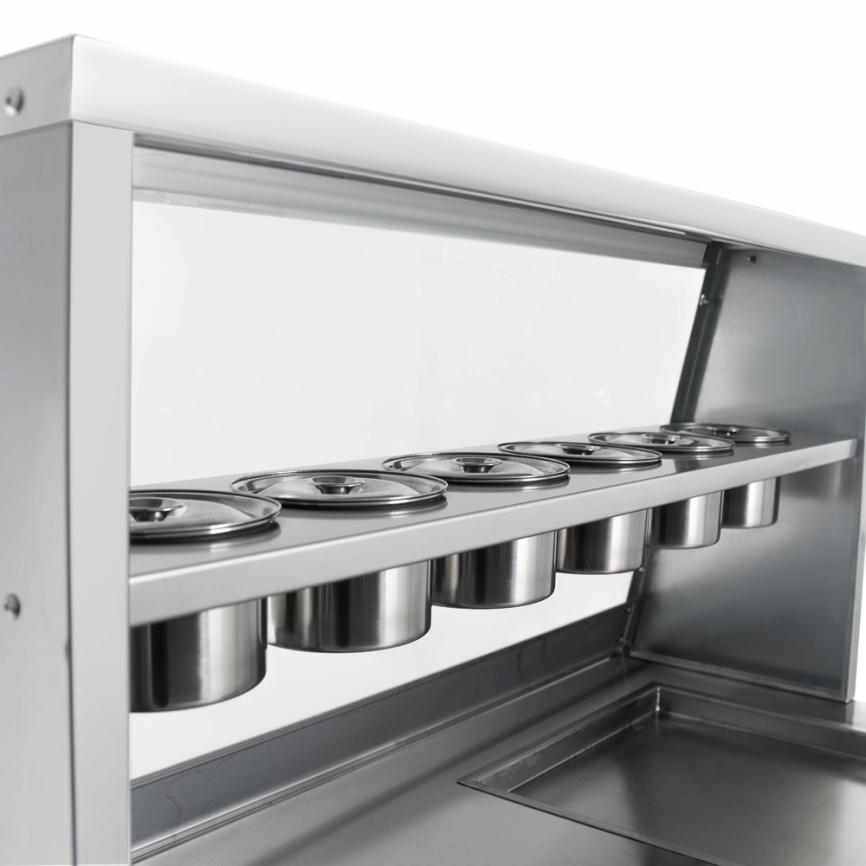 Фризер для ролл мороженого KCB-1F Foodatlas (контейнеры, световой короб, стол для топпингов) фото 8