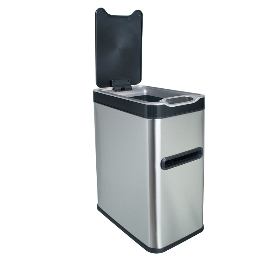 Ведро мусорное с ёршиком, сенсорное, внутр ведро, туалетная бумага, JAH-534, 7л (серебряный) фото 4